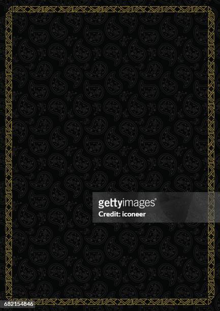 ornament golden border retro style black background - art deco border stock illustrations