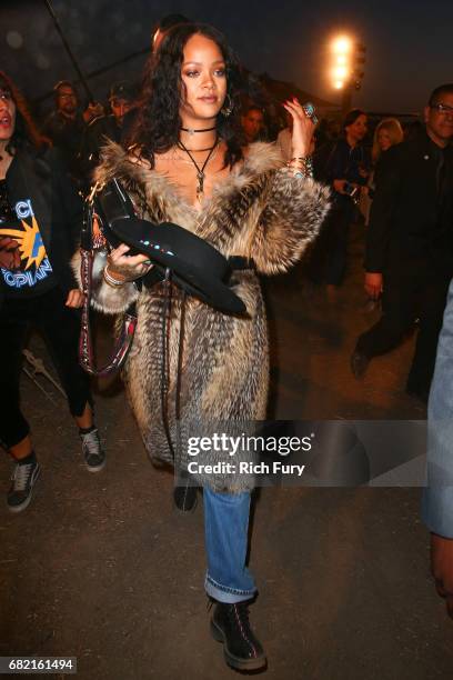 Singer Rihanna attends the Christian Dior Cruise 2018 Runway Show at the Upper Las Virgenes Canyon Open Space Preserve on May 11, 2017 in Santa...