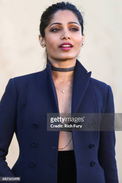 Actor Freida Pinto attends the Christian Dior Cruise 2018 Runway Show at the Upper Las Virgenes Canyon Open Space Preserve on May 11, 2017 in Santa...