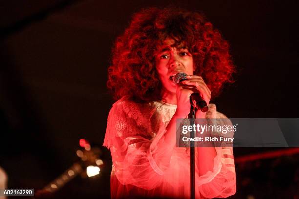 Solange performs at the Christian Dior Cruise 2018 Runway Show at the Upper Las Virgenes Canyon Open Space Preserve on May 11, 2017 in Santa Monica,...