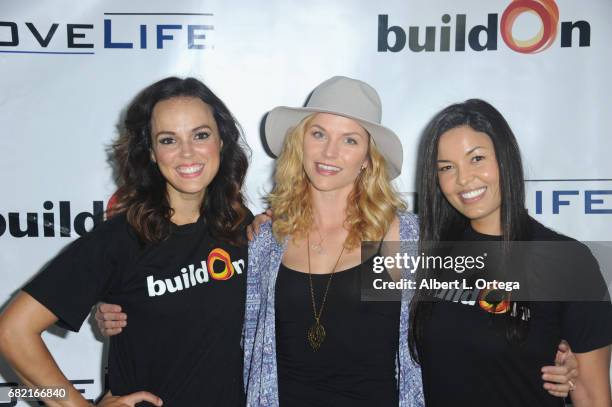 Actresses Erin Cahill, Ellen Hollman and Nawal Bengholam attend the BuildOn Benefit Concert held at The Roxy Theatre on May 11, 2017 in Westwood,...