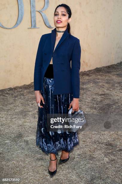 Actor Freida Pinto attends the Christian Dior Cruise 2018 Runway Show at the Upper Las Virgenes Canyon Open Space Preserve on May 11, 2017 in Santa...