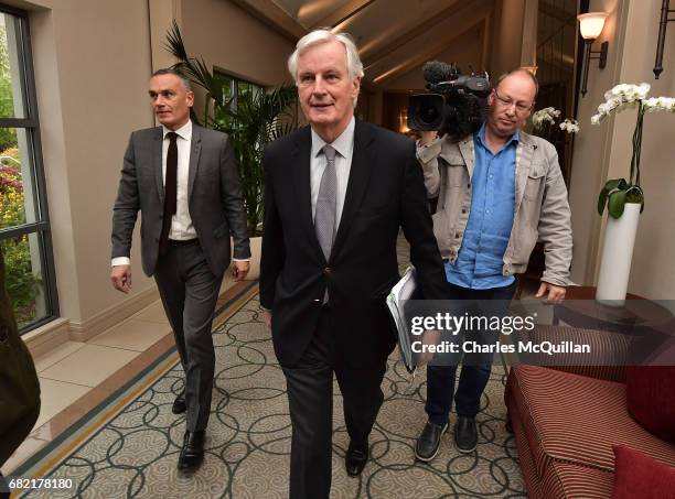 European Commission Brexit chief negotiator Michel Barnier attends the EPP Group Bureau meeting at Druids Glen on May 12, 2017 in Wicklow, Ireland....