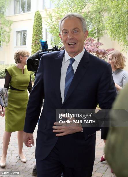 Britian's former Prime Minsiter Tony Blair arrives to attend the European People's Party group bureau meeting at the Druids Glen Hotel in Wicklow,...