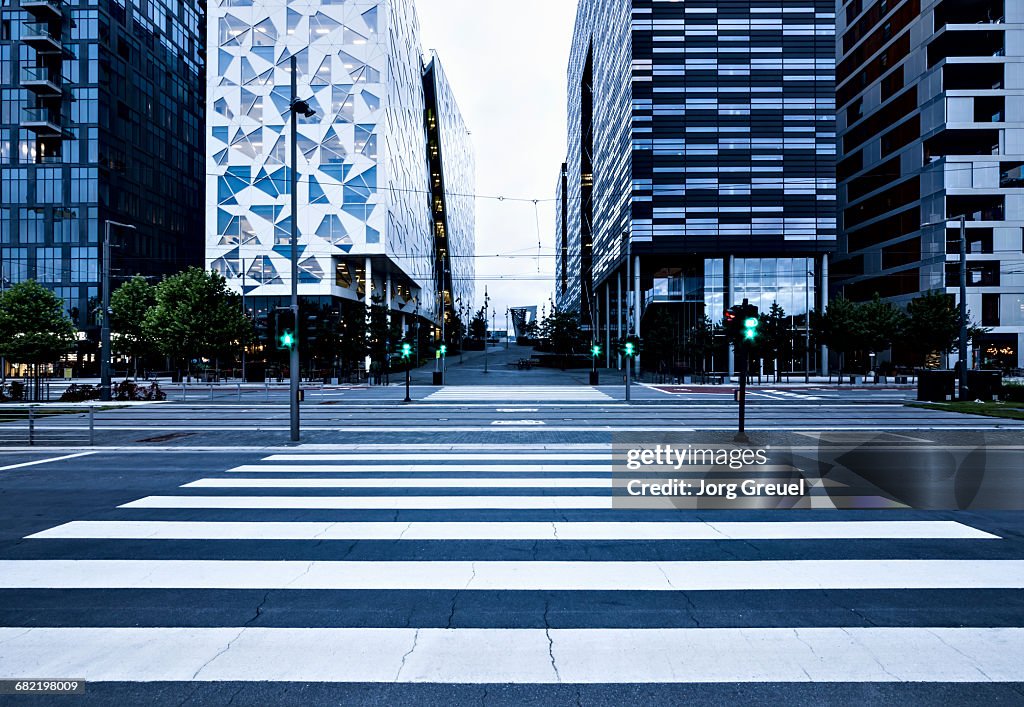 Pedestrian crossing at dusk