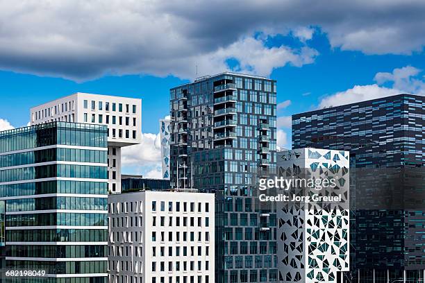 'barcode' buildings - oslo stock pictures, royalty-free photos & images