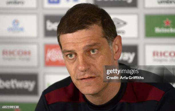 Slaven Bilic of West Ham United during his Press Conference before Training at Rush Green on May 12, 2017 in Romford, England.