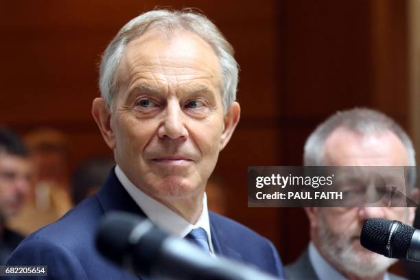 Britian's former Prime Minsiter Tony Blair attends the European People's Party group bureau meeting at the Druids Glen Hotel in Wicklow, eastern...