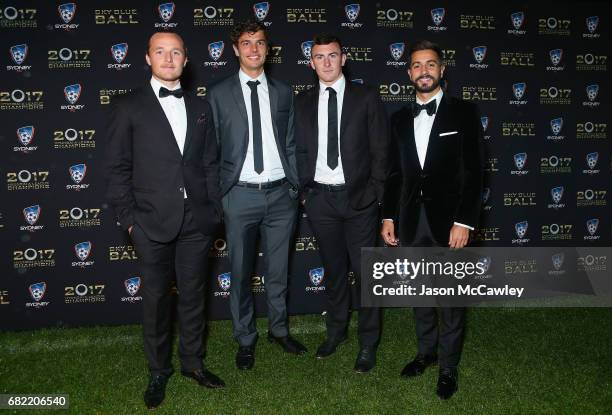 Rhyan Grant, George Blackwood, Sebastian Ryall and Michael Zullo arrive at the 2017 Sky Blue Ball at Sydney Cricket Ground on May 12, 2017 in Sydney,...