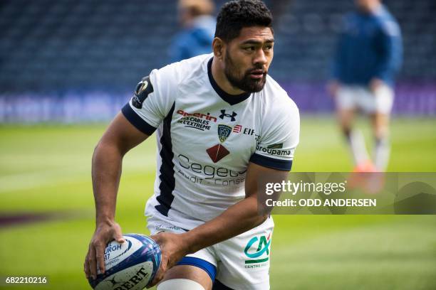 Clermont's Samoan number 8 Fritz Lee attends the captains run training session at the Murrayfield stadium in Edinburgh on May 12 on the eve of the...