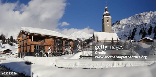 lech church vorarlberg - lech stock pictures, royalty-free photos & images