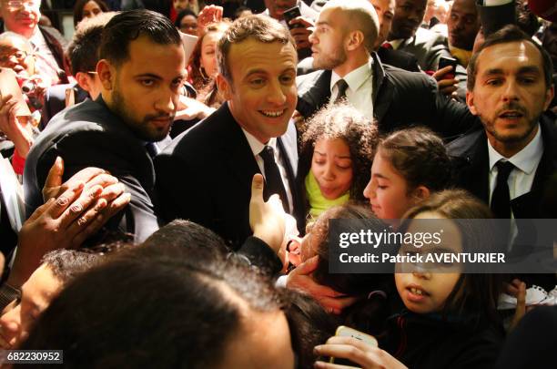 Newly elected French president Emmanuel Macron with Alexandre Benalla attends a ceremony at the Luxembourg Gardens to mark the abolition of slavery...