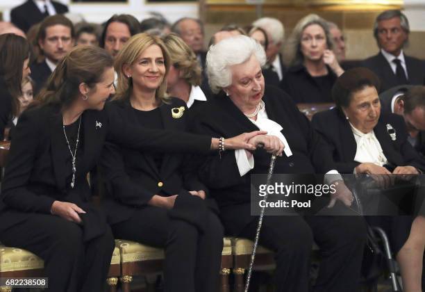 Princess Elena, Princess Cristina, Infanta Pilar, Duchess of Badajoz and Infanta Margarita, Duchess of Soria attend the funeral of the Infanta Alicia...
