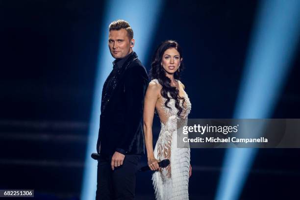 Koit Toome & Laura representing Estonia perform the song "Verona" during the rehearsal for the second semi final of the 62nd Eurovision Song Contest...