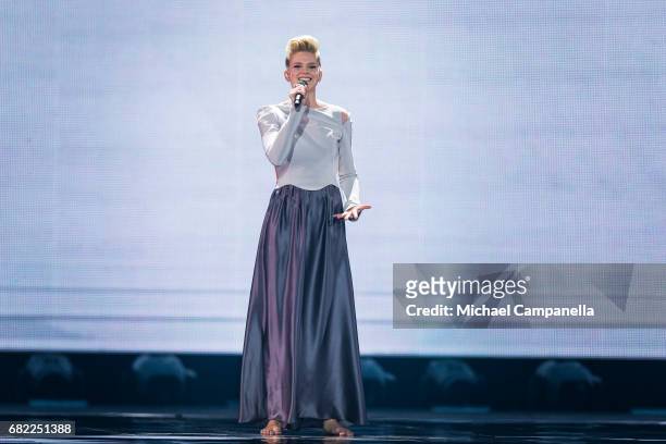 Levina representing Germany perform the song "Perfect Life" during the rehearsal for the second semi final of the 62nd Eurovision Song Contest at...