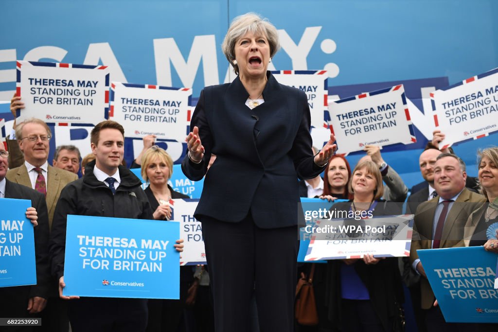 Theresa May Campaigns In Labour's Heartland Of North Tyneside