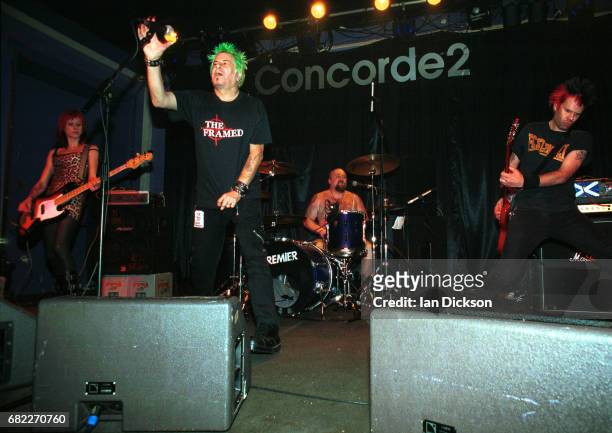 Charlie Harper of UK Subs performing on stage at Concorde 2, Brighton, United Kingdom, 14 November 2002.