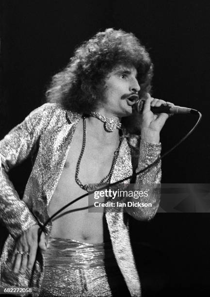 David Byron of Uriah Heep performing on stage at London, Music Festival, Alexandra Palace, London, 05 August 1973.
