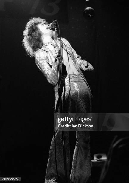 David Byron of Uriah Heep performing on stage at London, Music Festival, Alexandra Palace, London, 05 August 1973.