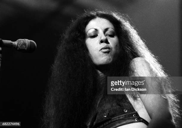 Elkie Brooks of Vinegar Joe performing on stage at London, Music Festival, Alexandra Palace, London, 04 Aug 1973.