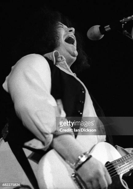 Leslie West of West, Bruce And Laing performing on stage at City Hall, Newcastle-upon-Tyne, United Kingdom, 24 April 1973.
