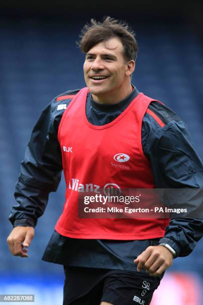 Saracens' Schalk Brits during the captain's run at BT Murrayfield, Edinburgh.