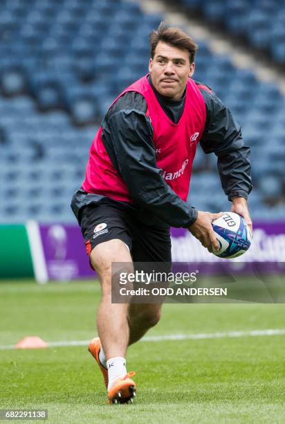 Saracens' South African hooker Schalk Brits attends their captain's run training session at Murrayfield Stadium in Edinburgh, Scotland on May 12...