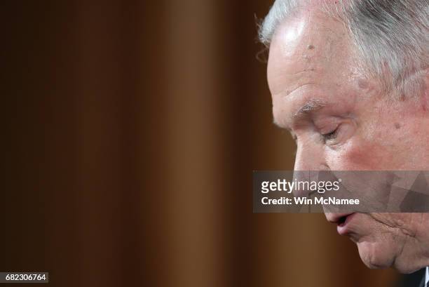 Attorney General Jeff Sessions speaks during an event at the Justice Department May 12, 2017 in Washington, DC. Sessions was presented with an award...