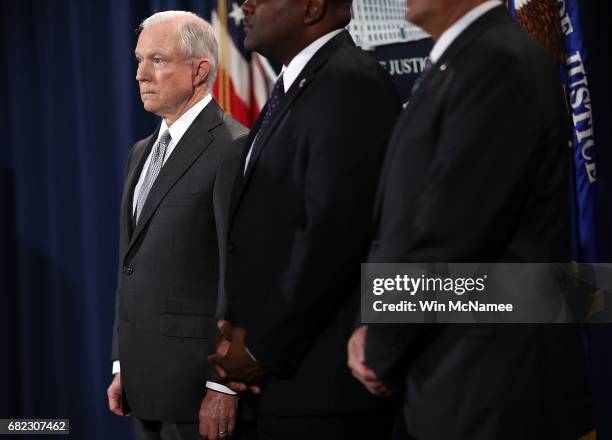 Attorney General Jeff Sessions attends an event at the Justice Department May 12, 2017 in Washington, DC. Sessions was presented with an award...
