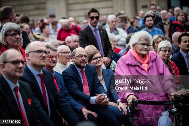 Martin Schulz , leader of the German Social Democrats sits at the final SPD campaign rally in state elections in North Rhine-Westphalia on May 12,...