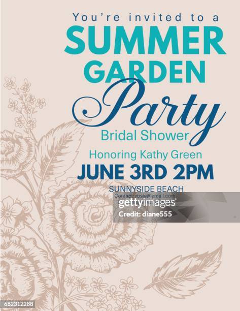 hand drawn roses bouquet background - backyard party stock illustrations