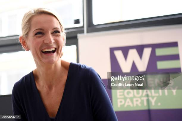Leader of the Women's Equality Party Sophie Walker laughs during the launch of their Election manifesto at the party's headquarters on May 12, 2017...