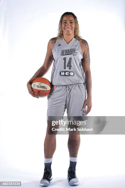 Erika de Souza of the San Antonio Stars poses for a photo at media day on Wednesday, May 10 at the AT&T Center in San Antonio, Texas. NOTE TO USER:...