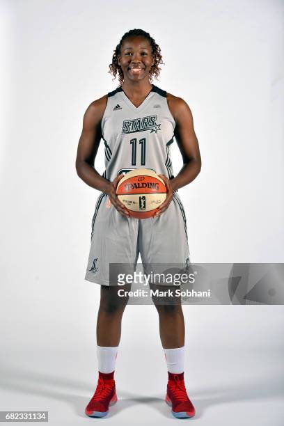 Clarissa dos Santos of the San Antonio Stars poses for a photo at media day on Wednesday, May 10 at the AT&T Center in San Antonio, Texas. NOTE TO...