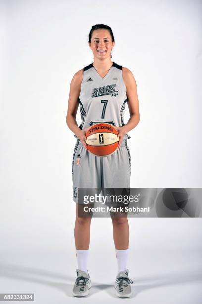 Haley Peters of the San Antonio Stars poses for a photo at media day on Wednesday, May 10 at the AT&T Center in San Antonio, Texas. NOTE TO USER:...