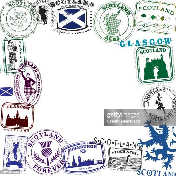 ilustraciones, imágenes clip art, dibujos animados e iconos de stock de diseño de sello escocés viajes vintage - scottish culture