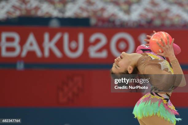 Dina Alshikh Ali of Syria competes in the Individual Gymnastics Qualification Round during the opening day of Baku 2017 - 4th Islamic Solidarity...