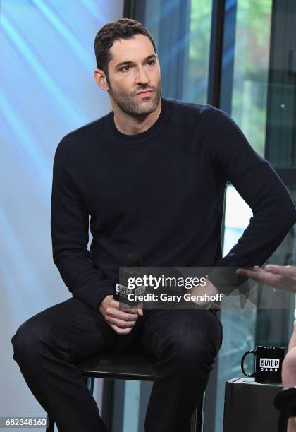 Actor Tom Ellis visits Build Series to discuss his role in the television show "Lucifer" at Build Studio on May 12, 2017 in New York City.