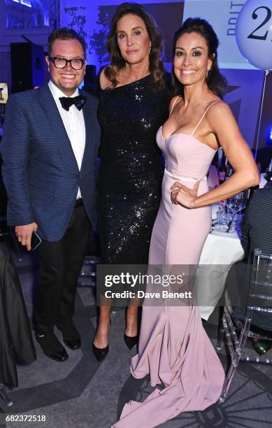 Alan Carr, Caitlyn Jenner and Melanie Sykes attend the British LGBT Awards at The Grand Connaught Rooms on May 12, 2017 in London, England.