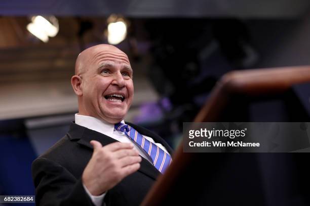 National Security Advisor H.R. McMaster answers questions during the daily news conference in the Brady Press Briefing Room at the White House May...