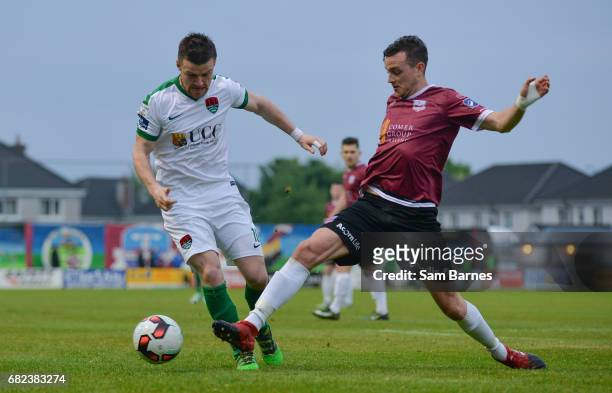 Galway , IReland - 12 May 2017; Steven Beattie of Cork City in action against Marc Ludden of Galway United during the SSE Airtricity League Premier...