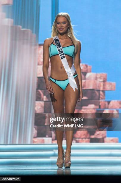 Meridith Gould, Miss Minnesota USA 2017 competes on stage in Yandy Swim during the MISS USA® Preliminary Competition at Mandalay Bay Convention...