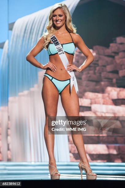 Madison Cota, Miss Vermont USA 2017 competes on stage in Yandy Swim during the MISS USA® Preliminary Competition at Mandalay Bay Convention Center on...