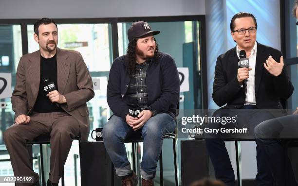 Dylan Bank, Daniel Di Mauro and Morgan Pehme attend Build Series to discuss the film "Get Me Roger Stone" at Build Studio on May 12, 2017 in New York...