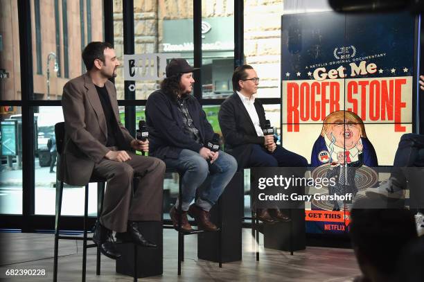 Dylan Bank, Daniel Di Mauro and Morgan Pehme attend Build Series to discuss the film "Get Me Roger Stone" at Build Studio on May 12, 2017 in New York...