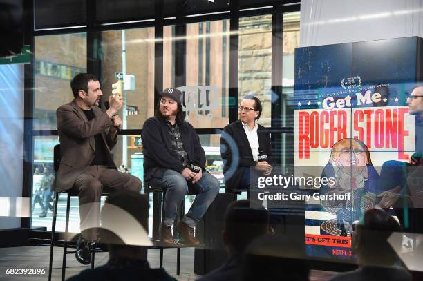 Dylan Bank, Daniel Di Mauro and Morgan Pehme attend Build Series to discuss the film "Get Me Roger Stone" at Build Studio on May 12, 2017 in New York...