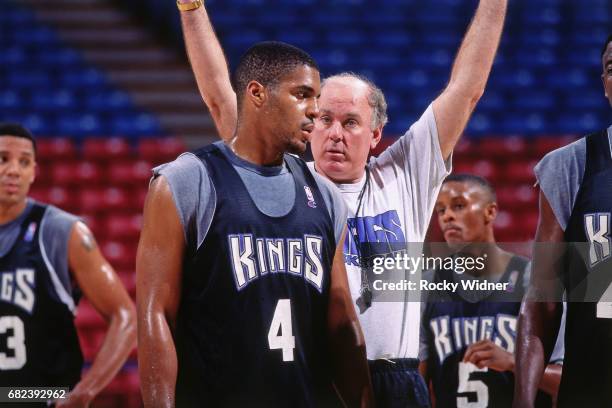 Garry St. Jean of the Sacramento Kings looks on during pracitce circa 1996 at Arco Arena in Sacramento, California. NOTE TO USER: User expressly...