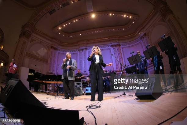 Billy Davis, Jr and Marilyn McCoo rehearse for in 'City Winery Presents A Celebration of the Music of Jimmy Webb' at Carnegie Hall on May 3, 2017 in...