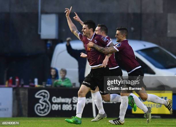 Galway , IReland - 12 May 2017; Stephen Folan of Galway United celebrates with teammates after scoring his sides first goal during the SSE Airtricity...