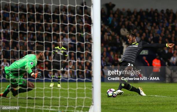 Michy Batshuayi of Chelsea scores a goal to make it 0-1 during the Premier League match between West Bromwich Albion and Chelsea at The Hawthorns on...